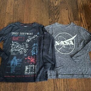Boys space long sleeve shirts sizes S/8 - bundle of 2